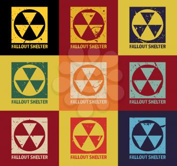 Fallout Shelter. Vintage Nuclear Symbol. Radioactive Zone Sign. Vector