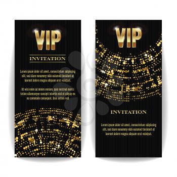 VIP Invitation Card Vector. Party Premium Blank Poster Flyer. Black Golden Design Template. Decorative Template Background. Mosaic