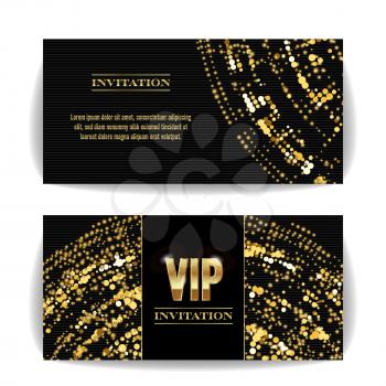 VIP Invitation Card Vector. Sequins Round Dots. Decorative Vector Background. Elegant Template Luxury