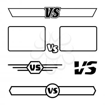 Versus Vector Symbol Set. VS Letters And Frames. Isolated On White Background. Competition Concept.