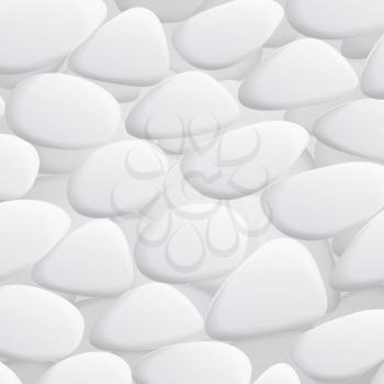 White Pebble Vector. Natural Realistic 3d Stones Of Different Shapes. Sea Rock Pebbles Isolated On White