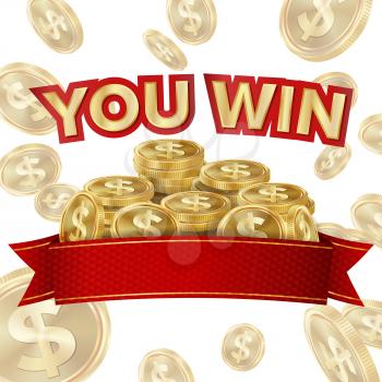 Big Win Isolated Vector. Golden Casino Treasure. Big Win Banner For Online Casino, Card Games, Poker, Roulette.
