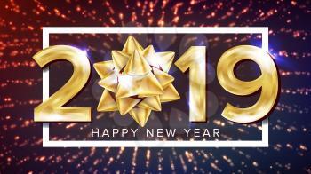 2019 Happy New Year Background Vector. Holiday Of 2019 Year. Premium Luxury. Merry Christmas. Illustration
