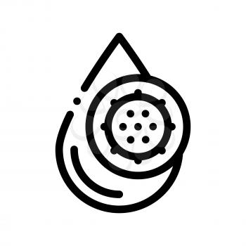 Liquid Drop With Germ Water Treatment Vector Icon Sign Thin Line. Unhealthy Microbe, Water Treatment Linear Pictogram. Environmental Ecosystem Plumbing Industry Monochrome Contour Illustration