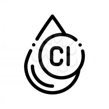Clorum Liquid Drop Water Treatment Vector Icon Sign Thin Line. Water Treatment Linear Pictogram. Recycling Environmental Ecosystem Plumbing Industry Monochrome Contour Illustration