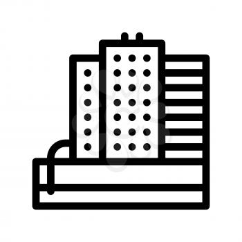 Water Treatment Industrial Building Vector Icon Sign Thin Line. High Rise House, Water Treatment Linear Pictogram. Recycling Environmental Ecosystem Plumbing Industry Monochrome Contour Illustration