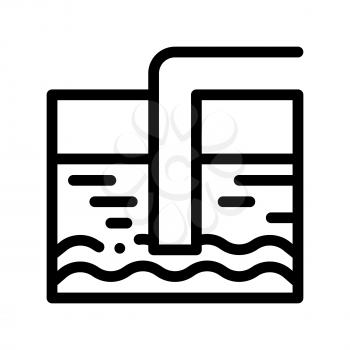 Water Treatment Tank And Offtake Tube Vector Icon Sign Thin Line. Water Treatment Linear Pictogram. Recycling Environmental Ecosystem Plumbing Industry Monochrome Contour Illustration