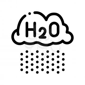 Raining Cloud H2O Rain Vector Thin Line Sign Icon. Rain, Eco Nature Water Treatment Linear Pictogram. Recycling Environmental Ecosystem Plumbing Industry Monochrome Contour Illustration