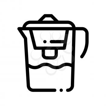 Healthy Water Home Filter Vector Thin Line Icon. Filtered Healthcare Water, House Office Equipment Linear Pictogram. Recycling Environmental Ecosystem Plumbing Industry Monochrome Contour Illustration