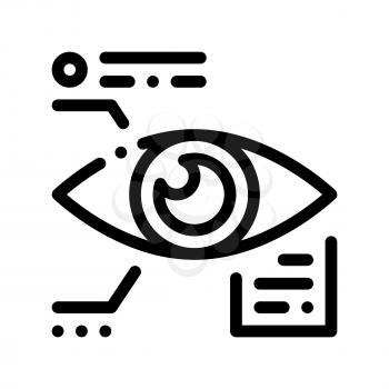 Eye Biometric Data And Information Vector Icon Sign Thin Line. Artificial Intelligence Biometric Personal Characteristics Linear Pictogram. Technology Support, Cyborg, Microchip Contour Illustration