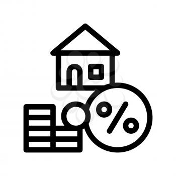 House Mortgage Service Tick Vector Thin Line Icon. Mortgage On Real Property Building, Heap Of Coin And Percent Sign Linear Pictogram. Rent Or Buy Apartment Garage Contour Illustration