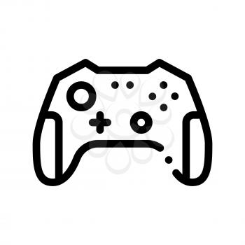 Interactive Kids Video Games Gamepad Vector Icon Thin line. Video Play Controller Joystick Detail Game Children Playing Gaming Items Linear Pictogram. Monochrome Contour Illustration