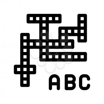 Interactive Kids Game Crossword Vector Sign Icon Thin Line. Baby Education Crossword Puzzle Children Playing Gaming Items Pieces Linear Pictogram. Joyful Things Monochrome Contour Illustration