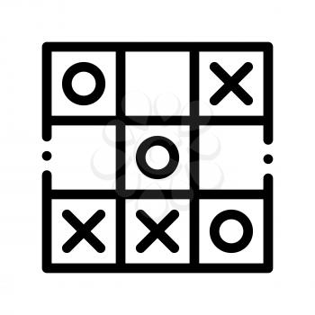 Kids Game Noughts And Crosses Vector Sign Icon Thin Line. Baby And Adult Table Game Children Playing Gaming Items Pieces Linear Pictogram. Joyful Things Monochrome Contour Illustration