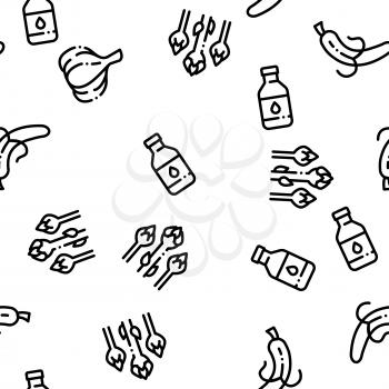 Healthy Food Seamless Pattern Vector Healthy Food Linear Pictograms Black Contour Illustration