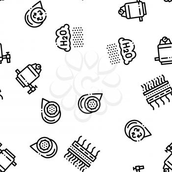 Water Treatment Seamless Pattern Vector. Filter And Cleaning System Water Treatment Elements From Microbe Germs. Illustration