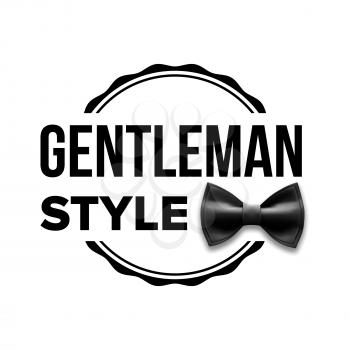Gentleman Label Vector. Design. Classic Sir. Bow Tie Illustration