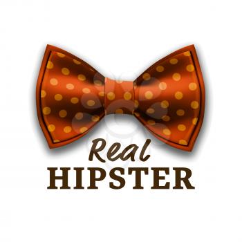 Real Hipster Label Vector. Bow Tie. Modern Invite, Flyer Illustration