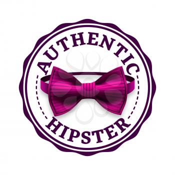 Authentic Hipster Label Vector. Stamp Design. Bow Tie. Illustration