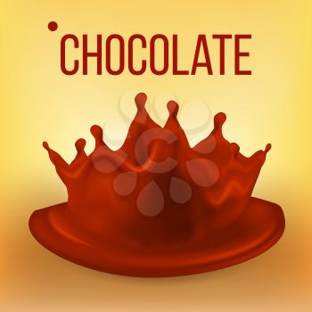Chocolate Splash Vector. Falling Fresh Drink. Dark Drop. Tasty Flow. Pouring Cocoa Product. 3D Realistic Illustration