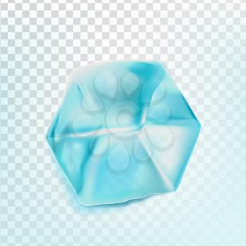 Ice Cube Isolated Transpatrent Vector. Shiny Coctail Element. Realistic Illustration
