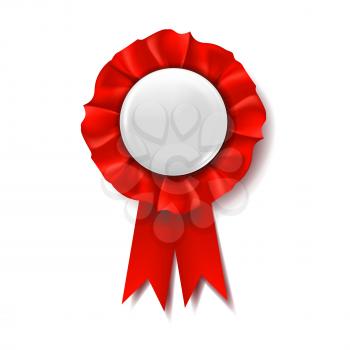 Red Award Ribbon Vector. Certificate Banner. Celebration Tag. Advertising Event. 3D Realistic Illustration