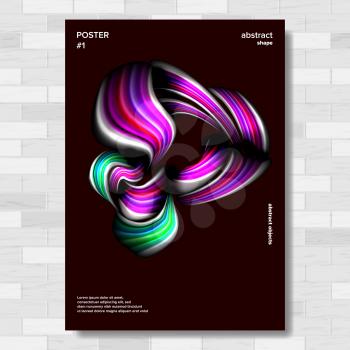 Liquid, Brush Poster Vector. Vibrant Gradients Shape. Surreal Graphic Illustration