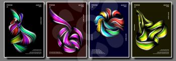 Modern Poster Set Vector. Background For Poster Design. Smear, Stripe. Colorful Backdrop. Minimalist Brochure. Illustration