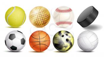 Sport Ball Set Vector. 3D Realistic. Popular Sports Balls Isolated On White Background Illustration