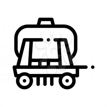 Cargo Water Trailer Vehicle Vector Thin Line Icon. Agricultural Transport Liquid Trailer Machinery Linear Pictogram. Delivery Machine, Combine Monochrome Contour Illustration