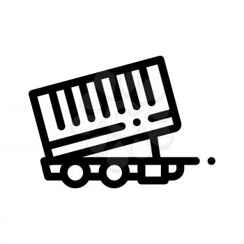 Agricultural Cargo Trailer Vector Thin Line Icon. Truck Trailer For Delivery Corn Grain. Machinery Transport Linear Pictogram. Irrigation Machine Combine Monochrome Contour Illustration