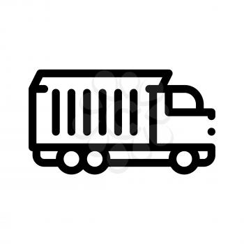 Agricultural Cargo Truck Vector Thin Line Icon. Truck For Delivery Corn Grain Farm Product. Machinery Transport Linear Pictogram. Irrigation Machine Combine Monochrome Contour Illustration