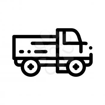 Farmland Delivery Truck Vector Thin Line Icon. Truck For Transportation Farm Product Vegetable Fruit. Machinery Transport Linear Pictogram. Machine Monochrome Contour Illustration