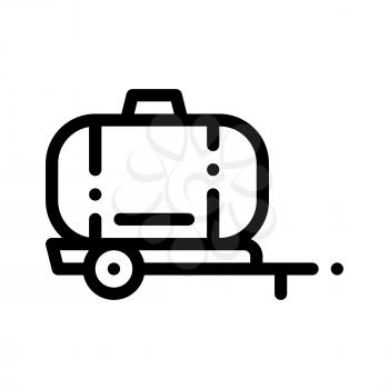 Uniaxial Trailer Vehicle Vector Thin Line Icon. Agricultural Transport Water Trailer Machinery Linear Pictogram. Industry Agronomy Delivery Machine Monochrome Contour Illustration