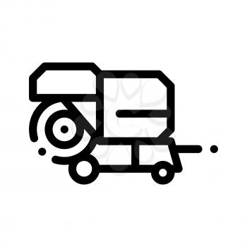 Shaking Harvester Vehicle Vector Thin Line Icon. Agricultural Harvester Wheel For Harvesting Reaping On Farm Field. Ingathering Machine Linear Pictogram. Monochrome Contour Illustration