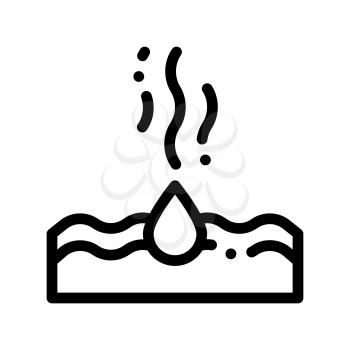 Drop Water Dripping In Sea Vector Thin Line Icon. Acid Rain Dripping In Ocean Environmental Pollution, Chemical, Radiological Contamination Linear Pictogram. Contour Illustration