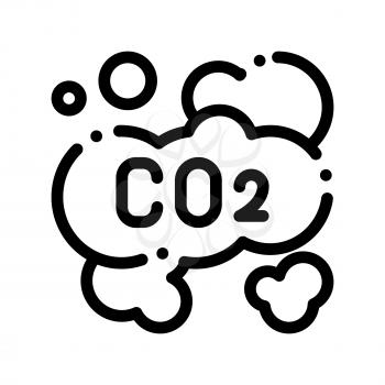 Co2 Smoulder Smoke Steam Air Vector Thin Line Icon. Carbonic Oxide Dirty Air Environmental Pollution Defilement Linear Pictogram. Atmospheric Impurity, Soil And Water Contour Illustration