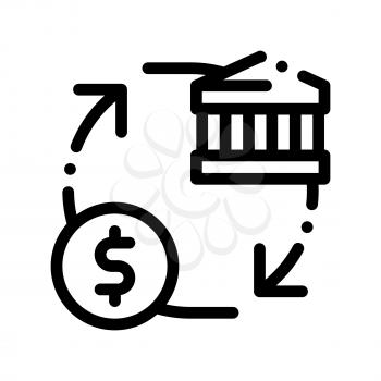 Monetisation Coin Cash Bank Vector Thin Line Icon. Online Bank Transactions, Secure Financial Payment Operation Linear Pictogram. Internet Money Deposit Currency Exchange Contour Illustration