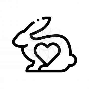 Animal Rabbit And Heart Vector Thin Line Icon. Testing Organic Cosmetic On Animal, Natural Component Linear Pictogram. Ecology, Cruelty-free Product, Molecular Analysis Contour Illustration