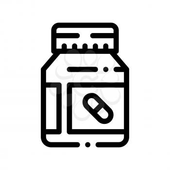 Vitamin Pills Container Vector Thin Line Icon. Pills Package Creatine Powder Sport Nutrition for Sportsman Linear Pictogram. Dietary Ingredient, Bar for Bodybuilding Contour Illustration