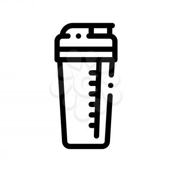 Sport Cup Equipment Shaker Vector Thin Line Icon. Bio Balancers Muscle Sportsman Nutrition Plastic Shaker Linear Pictogram. Dietary Protein Ingredient, Bar Bodybuilding Contour Illustration