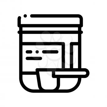 Supplements Bottle And Scoop Vector Thin Line Icon. Sportsman Plastic Container With Creatine Powder And Scoop Linear Pictogram. Dietary Protein Ingredient, Bar Bodybuilding Contour Illustration
