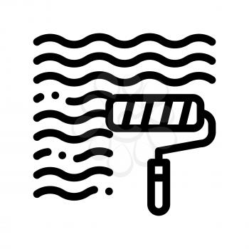 Waterproof Material Wall Paint Vector Line Icon. Waterproof Material, Roller Painter Equipment, Industrial Use Linear Pictogram. Clothes, Moisture Absorbing Substance Contour Illustration