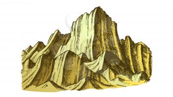 Peak Of Rocky Mountain Landscape Vector. Mountain Versant Rock Peak Felsenwand Adventure Wilderness Place Concept. Designed Slope Clift Template Color Illustration