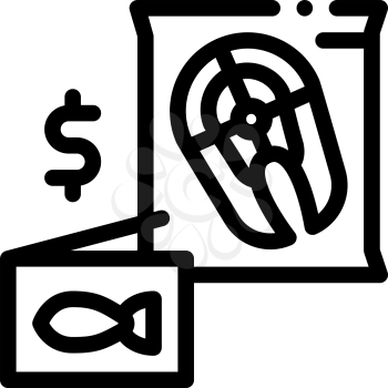 cut fish sale icon vector. cut fish sale sign. isolated contour symbol illustration