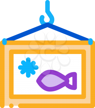frozen fish box icon vector. frozen fish box sign. color symbol illustration