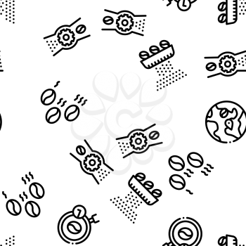 Coffee Production Seamless Pattern Vector Thin Line. Illustrations