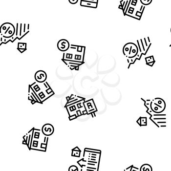 Apartment Building Seamless Pattern Vector Thin Line. Illustrations