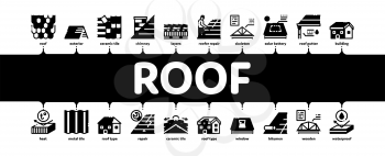Roof Housetop Material Minimal Infographic Web Banner Vector. House Roof Waterproof And Temperature Heat Resistant Construction, Repair And Installation Illustration