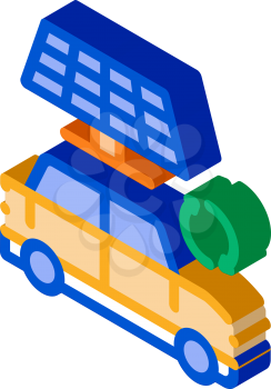 electro car solar panel icon vector. isometric electro car solar panel sign. color isolated symbol illustration